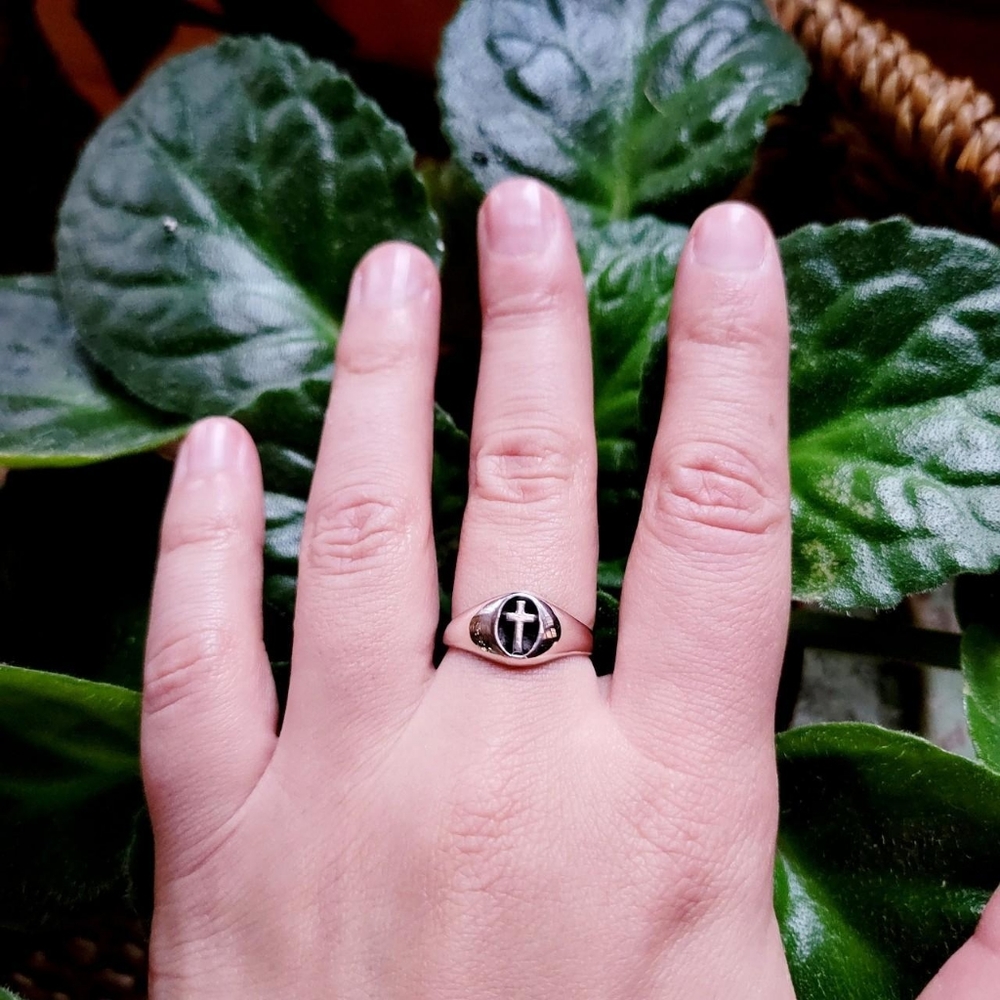 New Solid 925 Sterling Silver Cross Ring - image 3